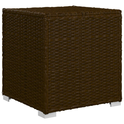 Ligbed Met Kussen En Theetafel Poly Rattan Bruin