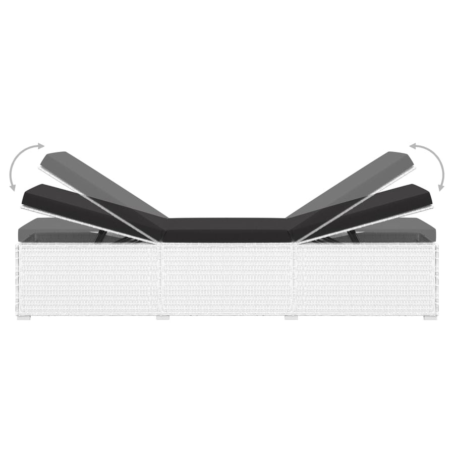 Ligbed Met Kussen En Theetafel Poly Rattan Wit