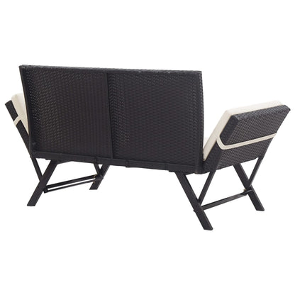 Tuinbank Met Kussens 76 Cm Poly Rattan Zwart en wit