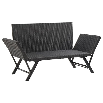 Tuinbank Met Kussens 76 Cm Poly Rattan Zwart en wit