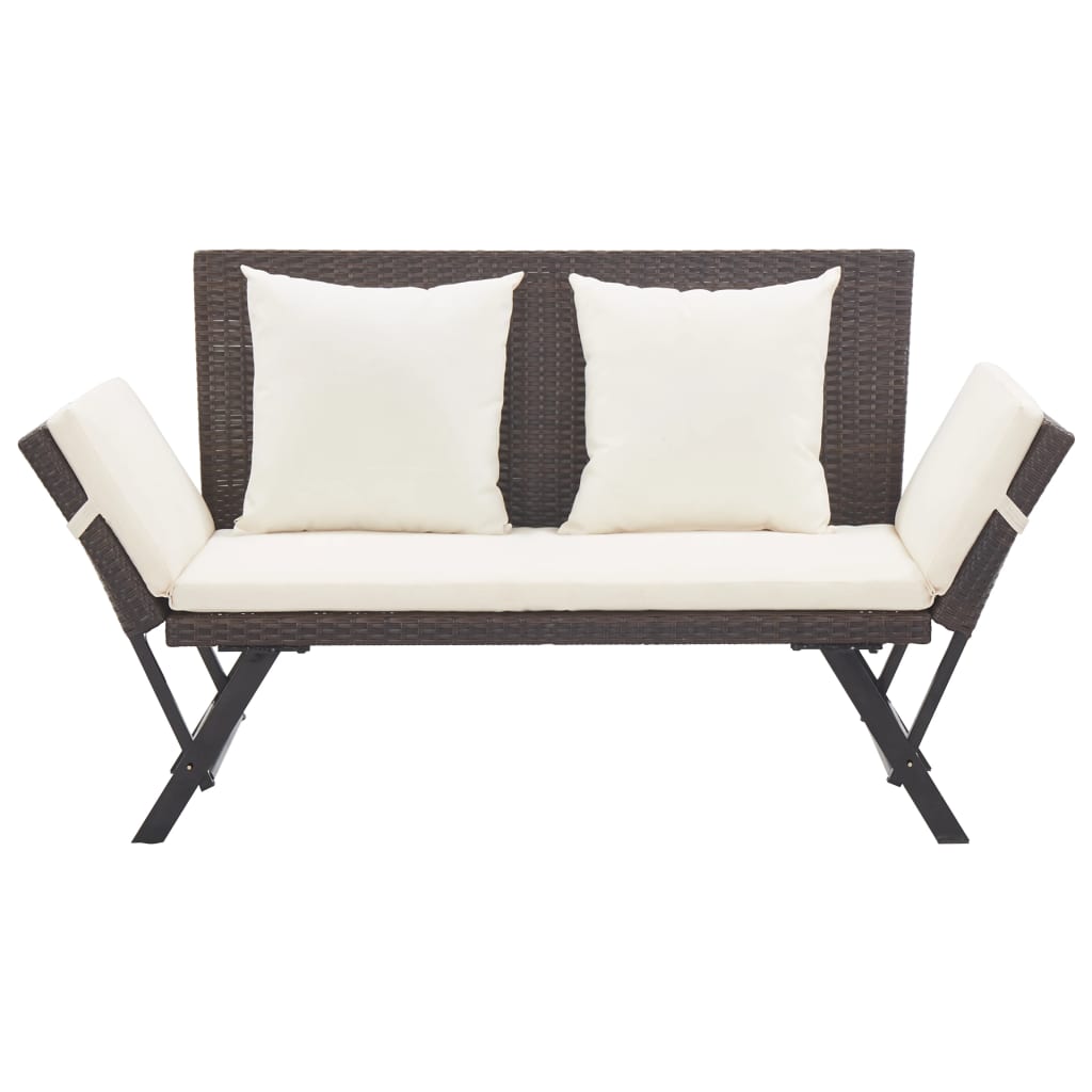 Tuinbank Met Kussens 76 Cm Poly Rattan Bruin