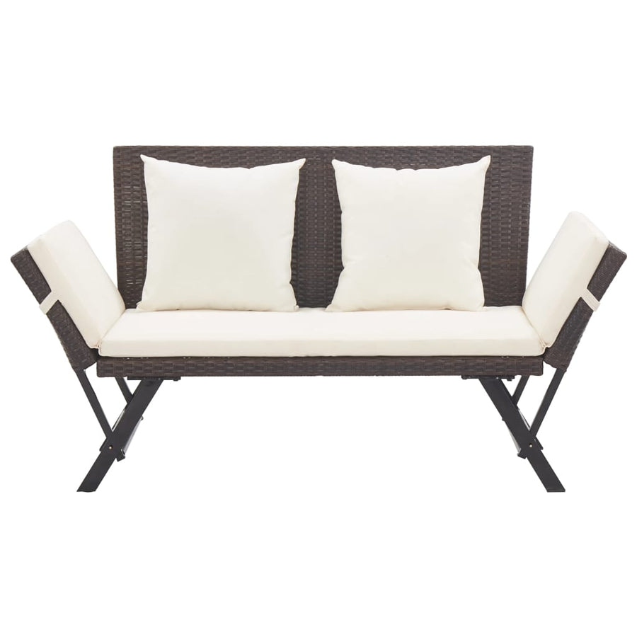 Tuinbank Met Kussens 76 Cm Poly Rattan Bruin