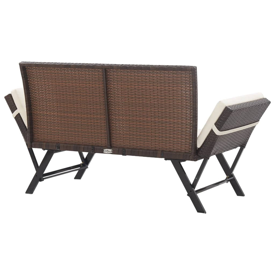 Tuinbank Met Kussens 76 Cm Poly Rattan Bruin
