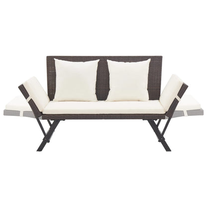 Tuinbank Met Kussens 76 Cm Poly Rattan Bruin