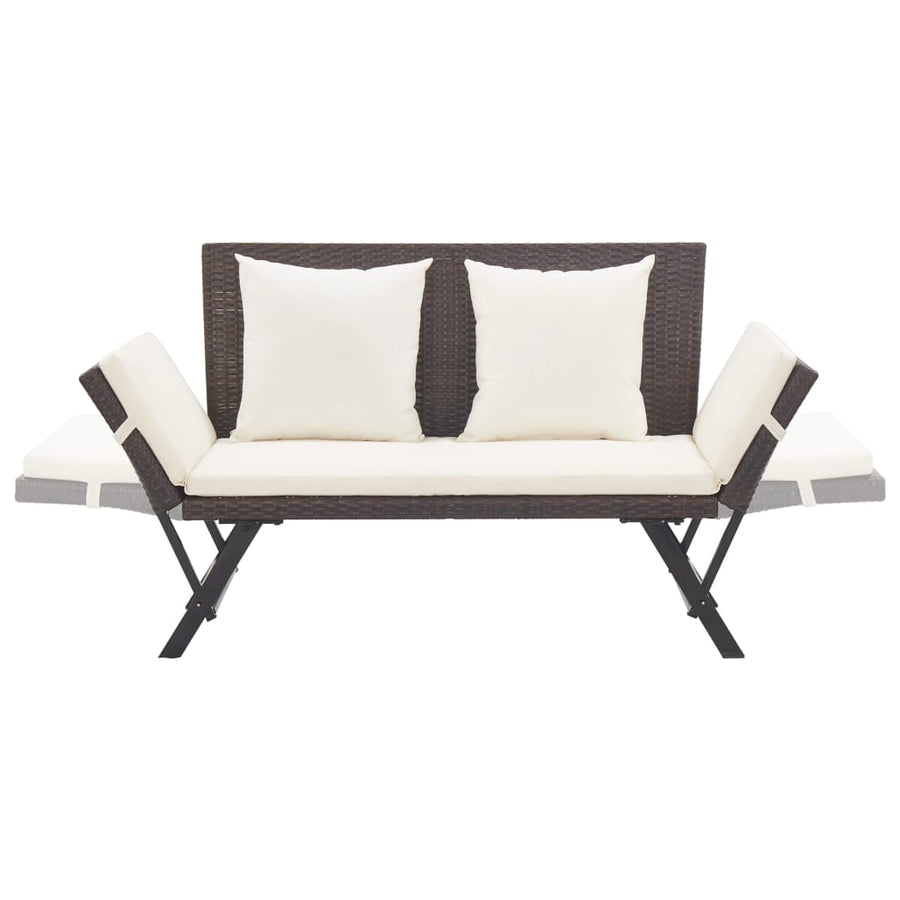 Tuinbank Met Kussens 76 Cm Poly Rattan Bruin