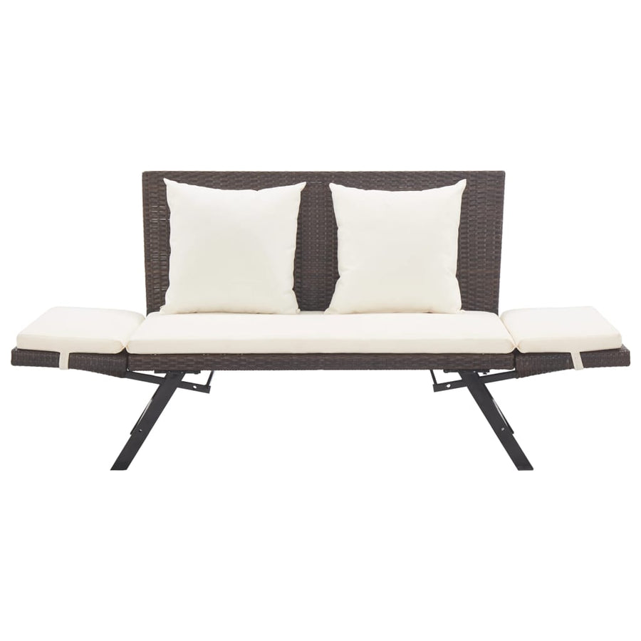 Tuinbank Met Kussens 76 Cm Poly Rattan Bruin