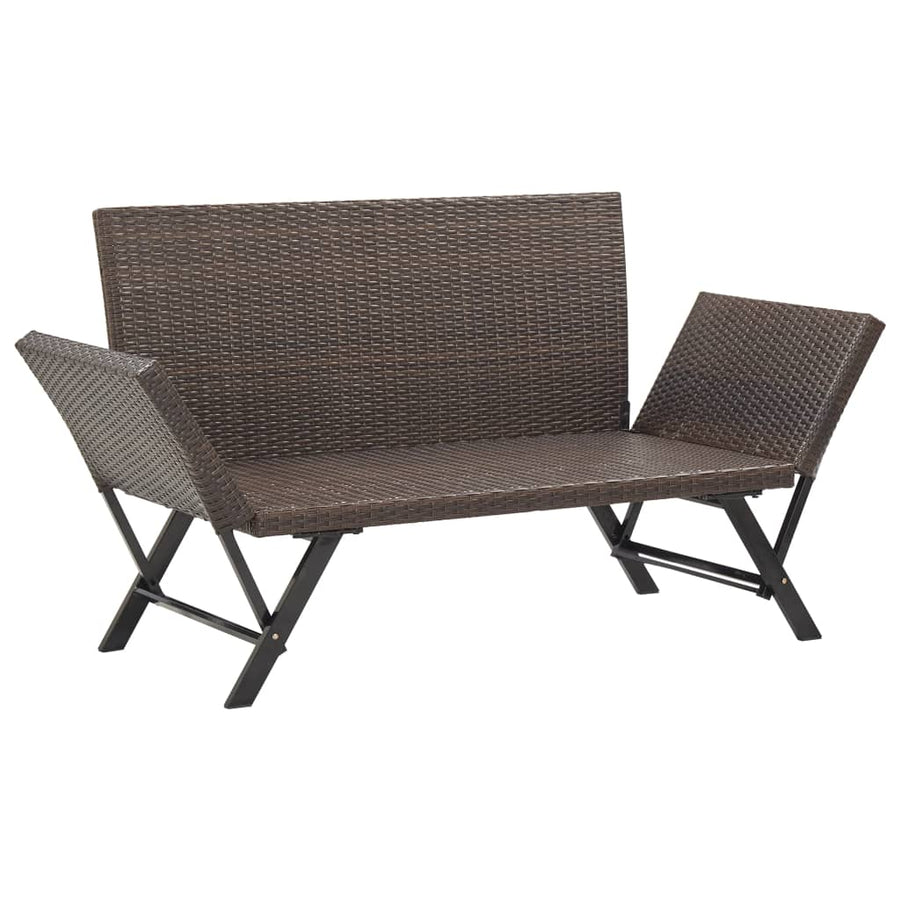 Tuinbank Met Kussens 76 Cm Poly Rattan Bruin