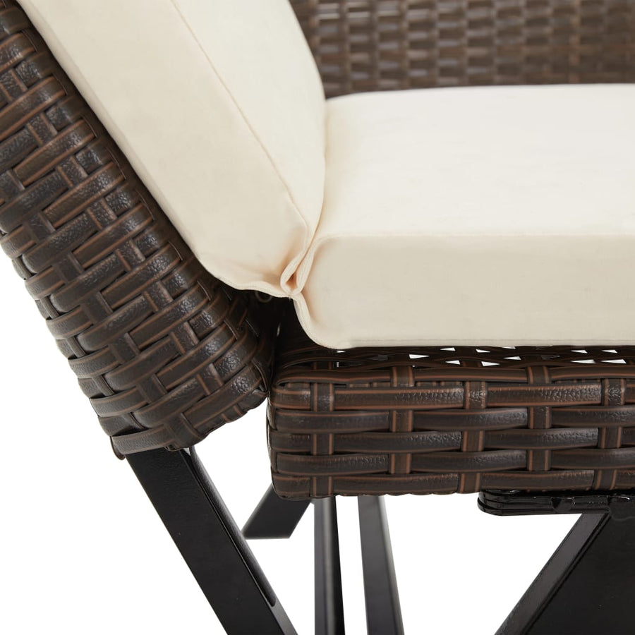 Tuinbank Met Kussens 76 Cm Poly Rattan Bruin