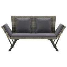 Tuinbank Met Kussens 76 Cm Poly Rattan Grijs