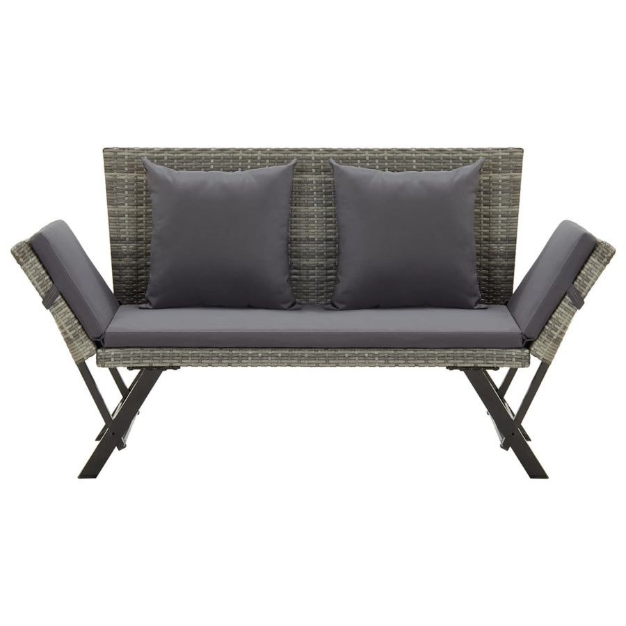 Tuinbank Met Kussens 76 Cm Poly Rattan Grijs