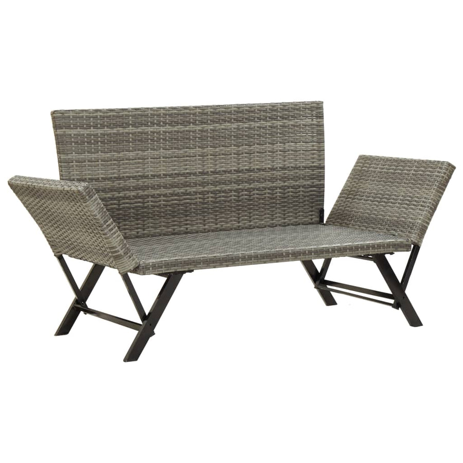 Tuinbank Met Kussens 76 Cm Poly Rattan Grijs