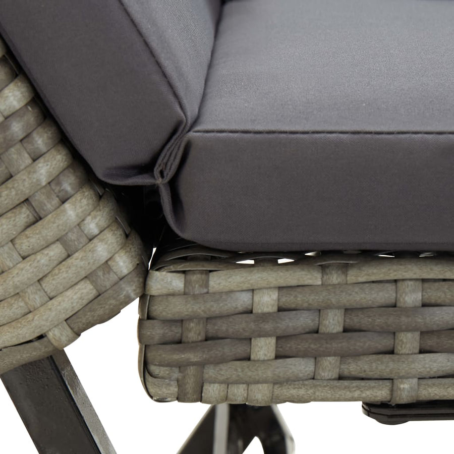 Tuinbank Met Kussens 76 Cm Poly Rattan Grijs