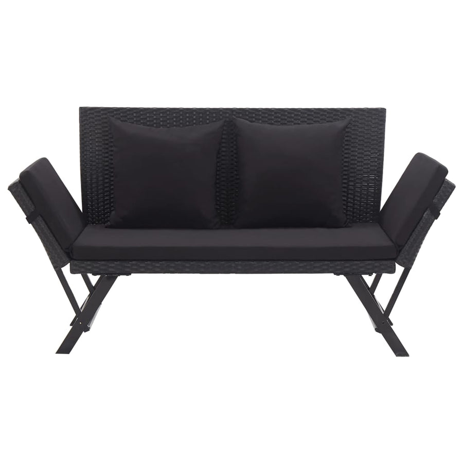 Tuinbank Met Kussens 76 Cm Poly Rattan Zwart