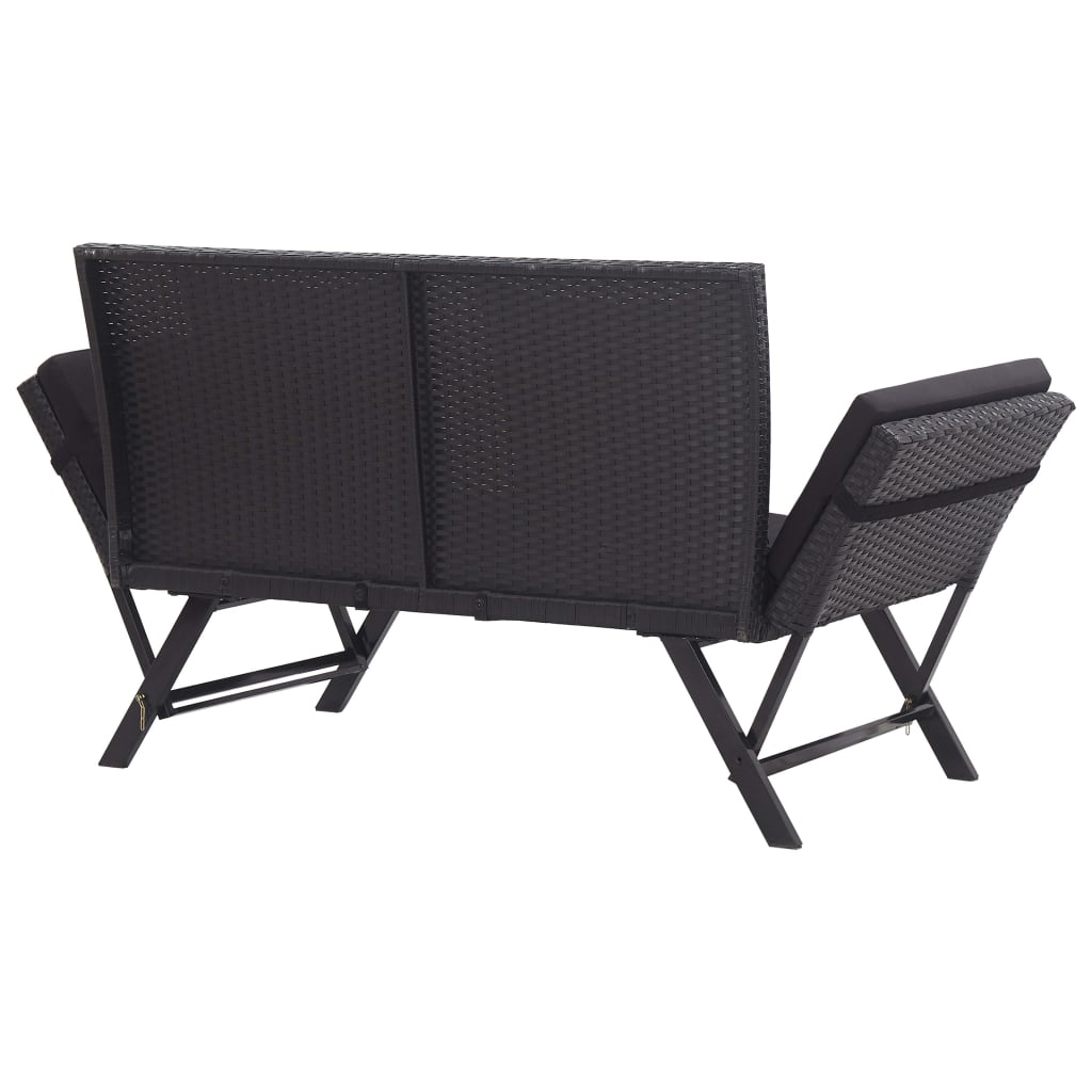 Tuinbank Met Kussens 76 Cm Poly Rattan Zwart