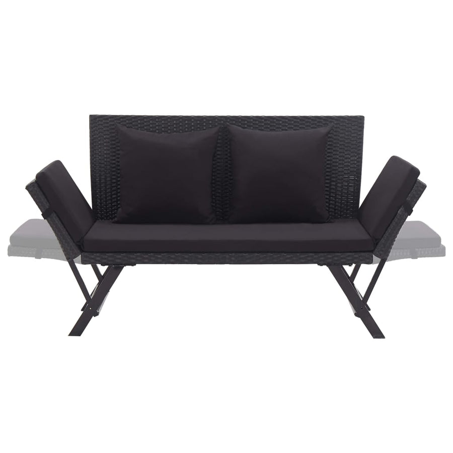 Tuinbank Met Kussens 76 Cm Poly Rattan Zwart
