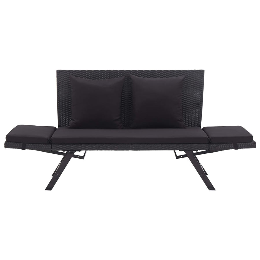 Tuinbank Met Kussens 76 Cm Poly Rattan Zwart