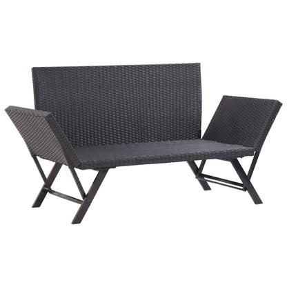 Tuinbank Met Kussens 76 Cm Poly Rattan Zwart