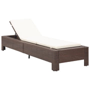 Ligbed poly rattan bruin 220x75x35 cm
