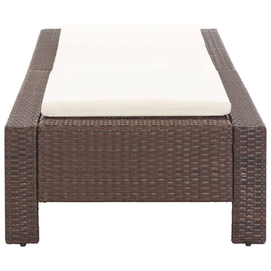 Ligbed Met Kussen Poly Rattan Bruin