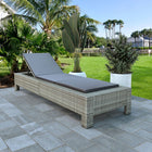 Sun lounger with cushion poly rattan grey