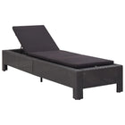 Sunlounger with cushion poly rattan black