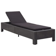 Ligbed poly rattan zwart 220x75x35 cm