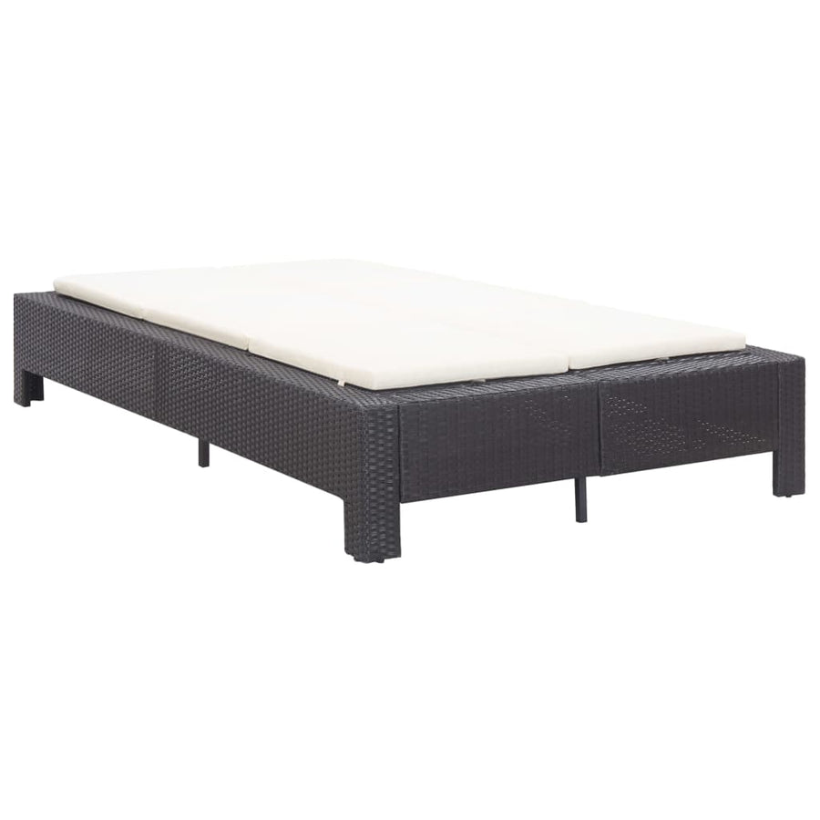 Ligbed Met Kussen 2-Persoons Poly Rattan Zwart
