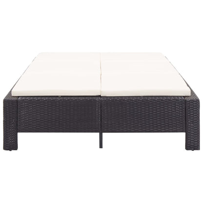 Ligbed Met Kussen 2-Persoons Poly Rattan Zwart