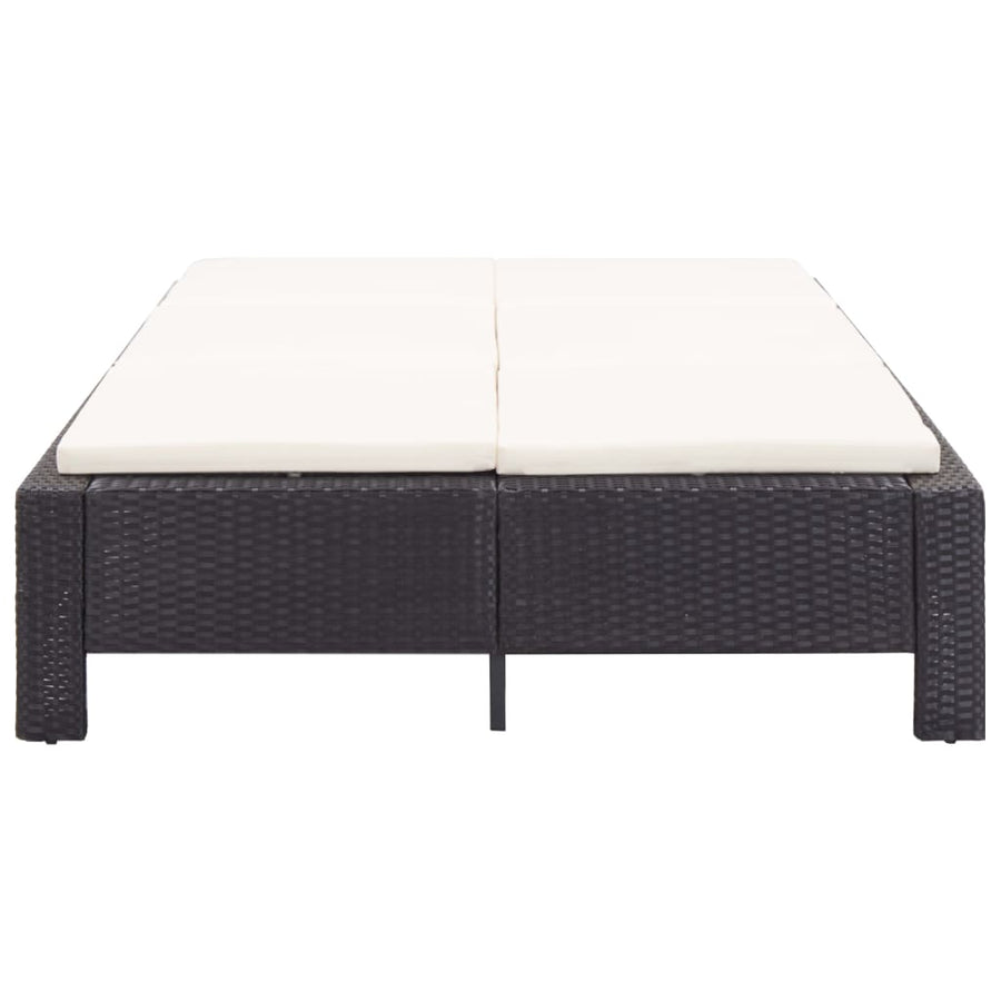 Ligbed Met Kussen 2-Persoons Poly Rattan Zwart