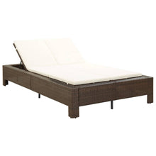 Ligbed Met Kussen 2-Persoons Poly Rattan Bruin