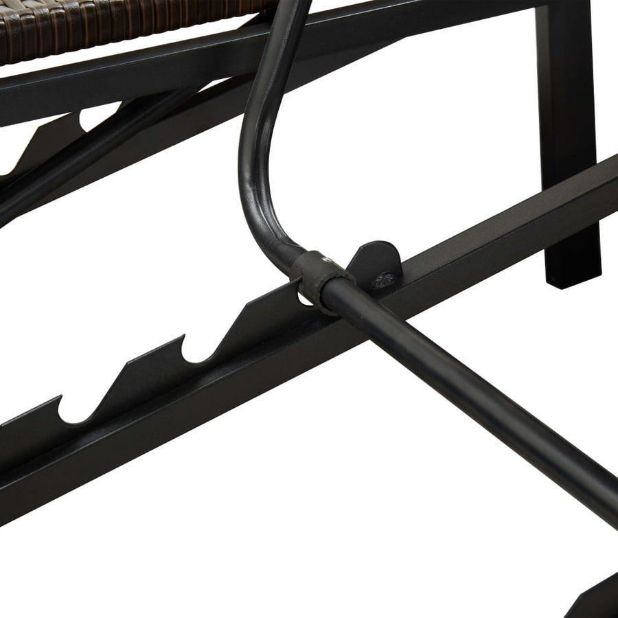Ligbed Met Kussen 2-Persoons Poly Rattan Bruin