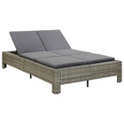 Ligbed 2-persoons poly rattan grijs 220x130x35 cm