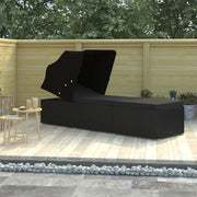 Sun lounger with canopy and cushion poly rattan black