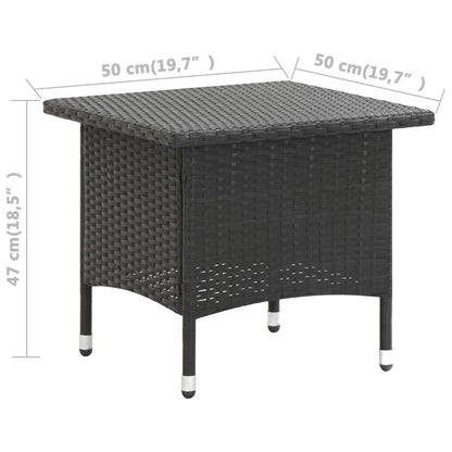 Theetafel 50X50X47 Cm Poly Rattan Zwart