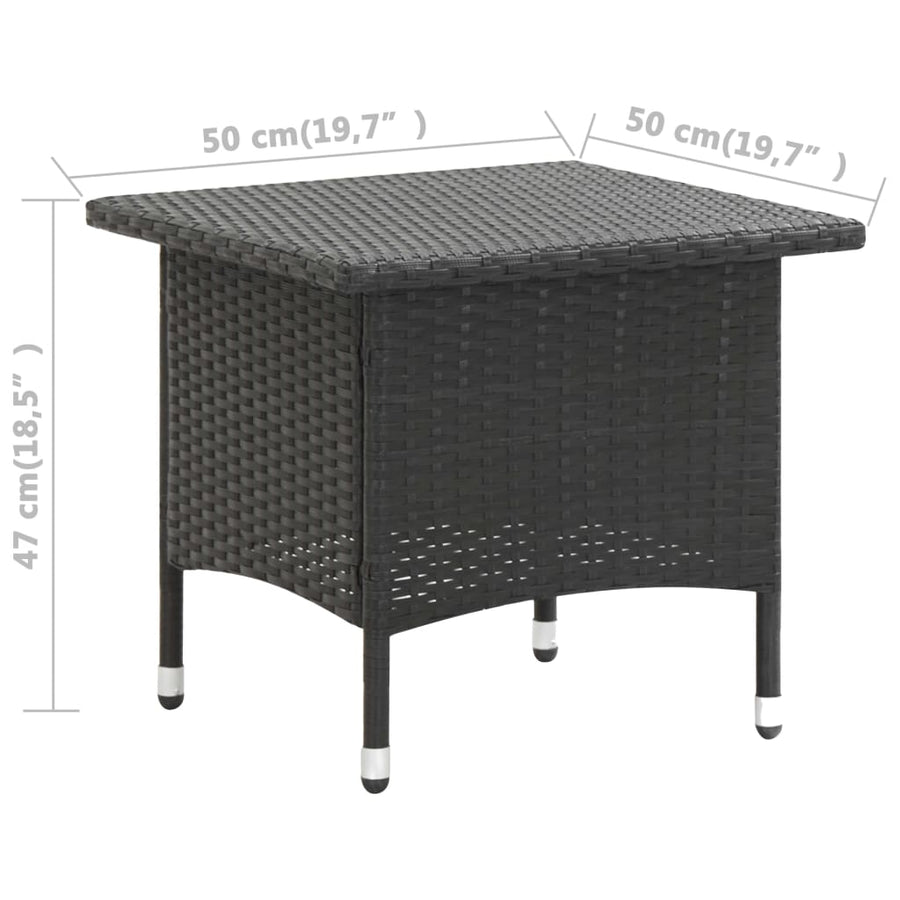 Theetafel 50X50X47 Cm Poly Rattan Zwart