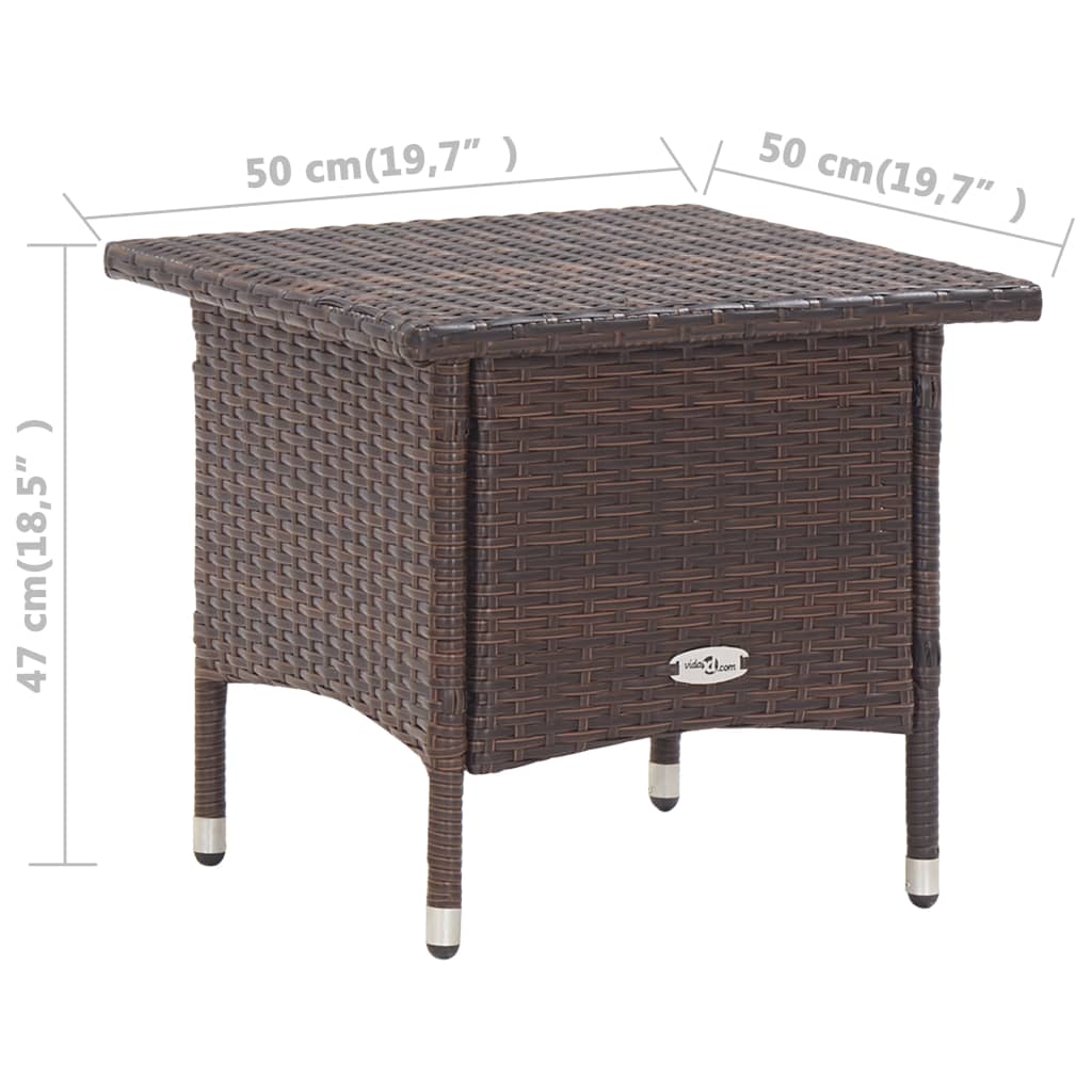 Theetafel 50X50X47 Cm Poly Rattan Bruin