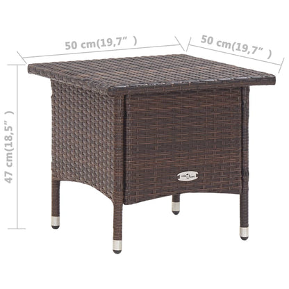 Theetafel 50X50X47 Cm Poly Rattan Bruin