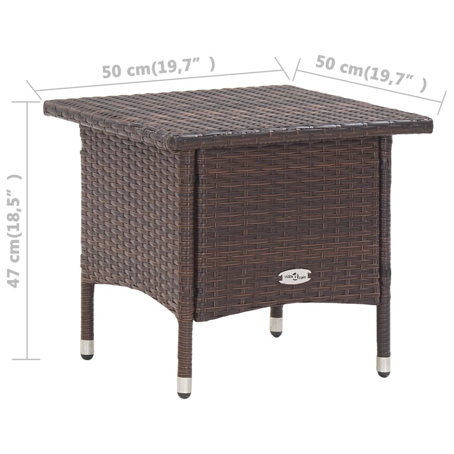 Theetafel 50X50X47 Cm Poly Rattan Bruin