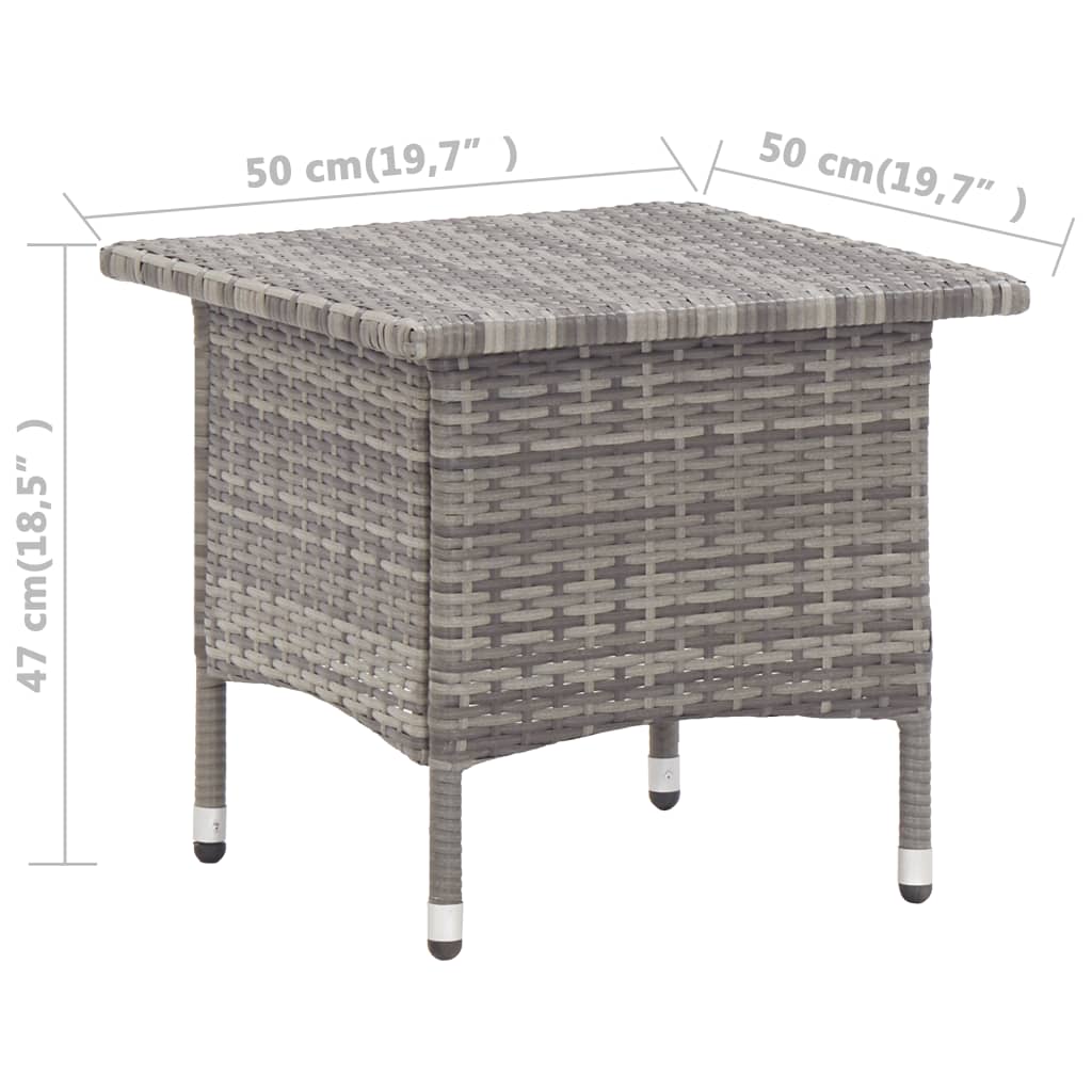 Theetafel 50X50X47 Cm Poly Rattan Grijs