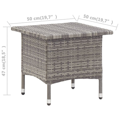 Theetafel 50X50X47 Cm Poly Rattan Grijs