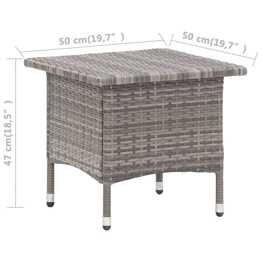 Theetafel 50X50X47 Cm Poly Rattan Grijs