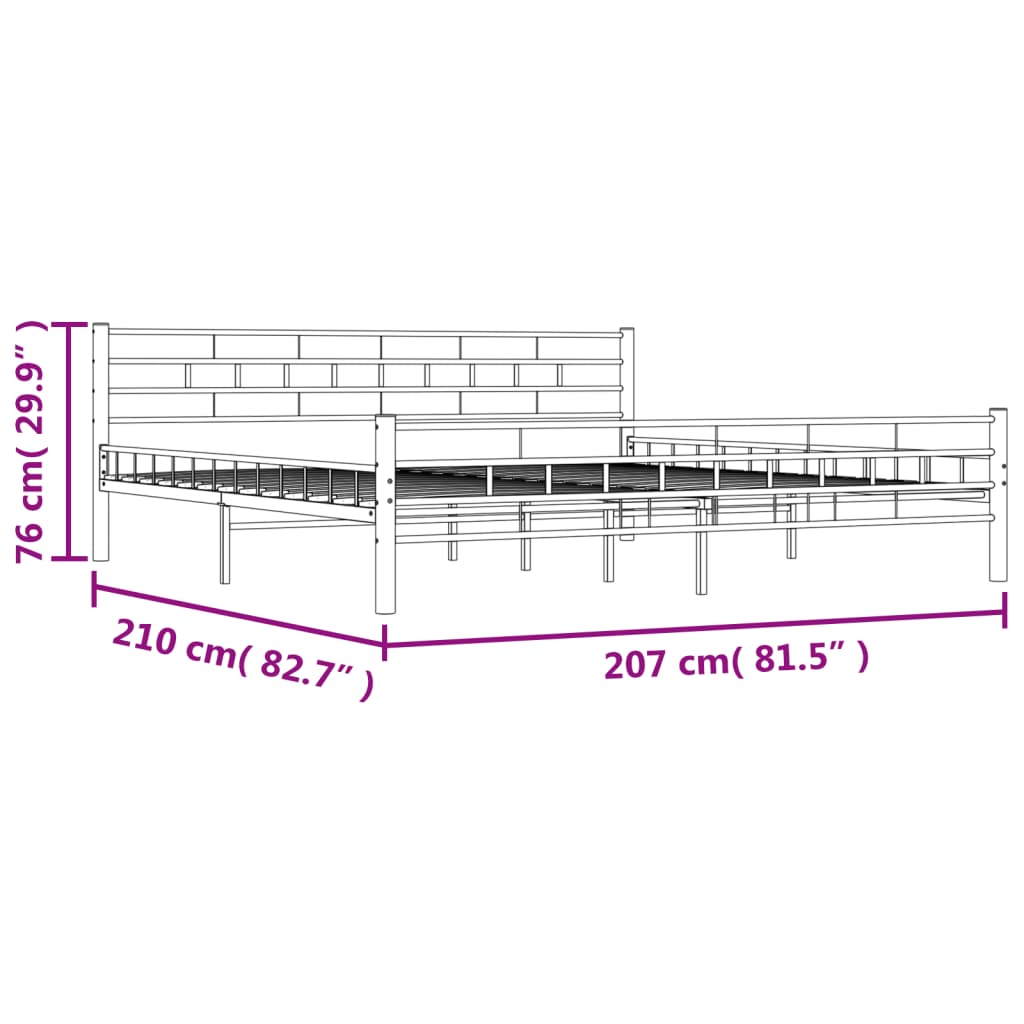 Bedframe Staal 200 x 200 cm Zwart