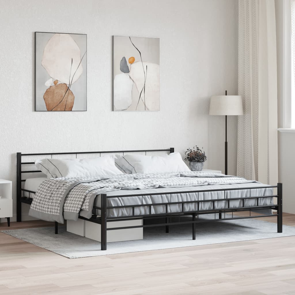 Bedframe Staal 200 x 200 cm Zwart