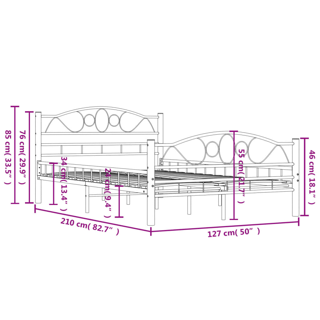 Bedframe Staal 120 x 200 cm Zwart