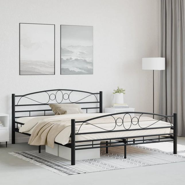 Bedframe Staal 160 x 200 cm Zwart