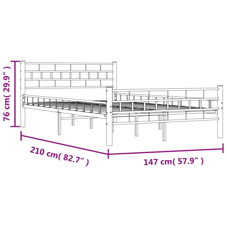 Bedframe Metaal 140 x 200 cm Wit