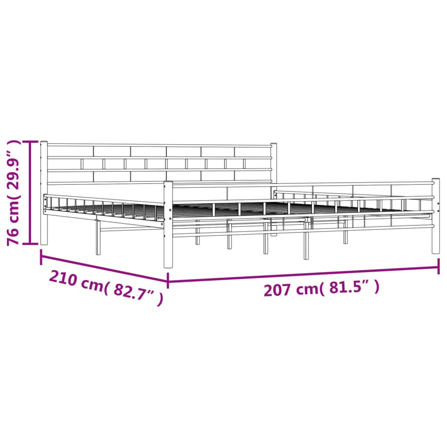 Bedframe Metaal 200 x 200 cm Wit