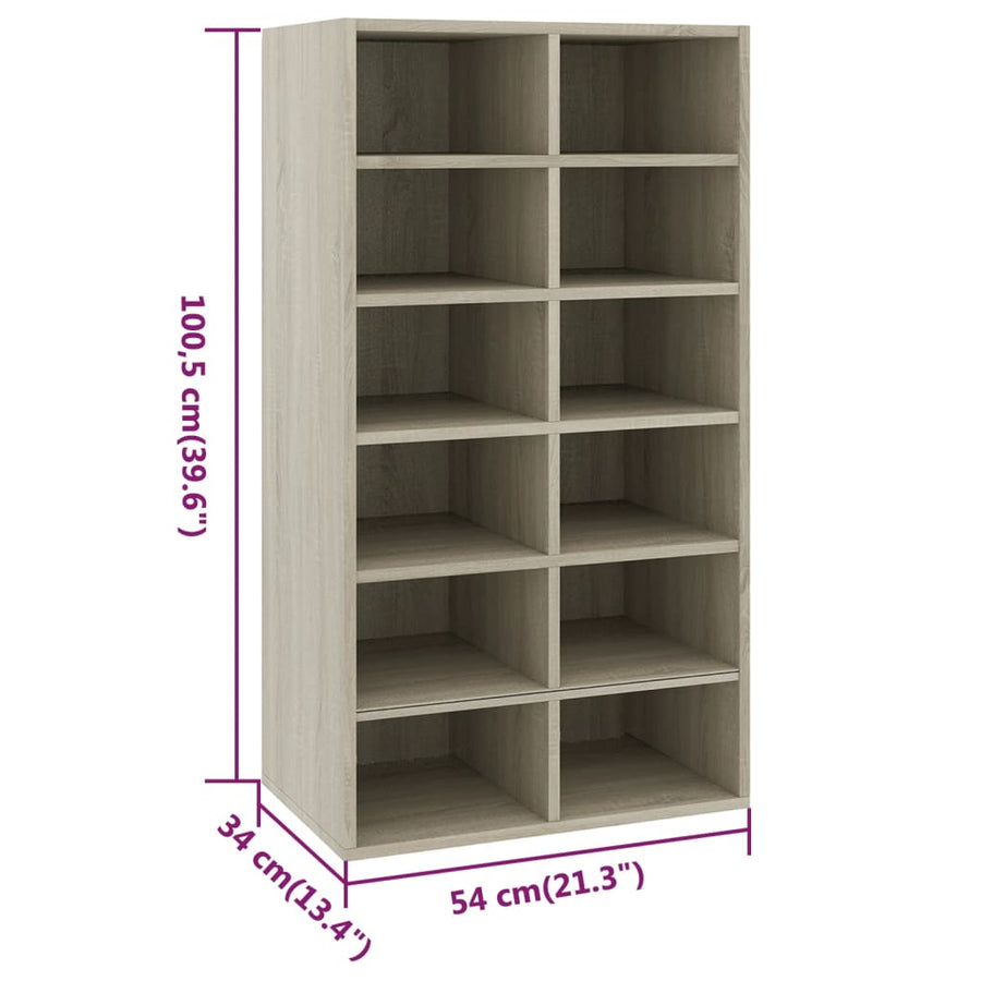 Schoenenrek 54x34x100,5 cm bewerkt hout sonoma eikenkleurig Sonoma eiken