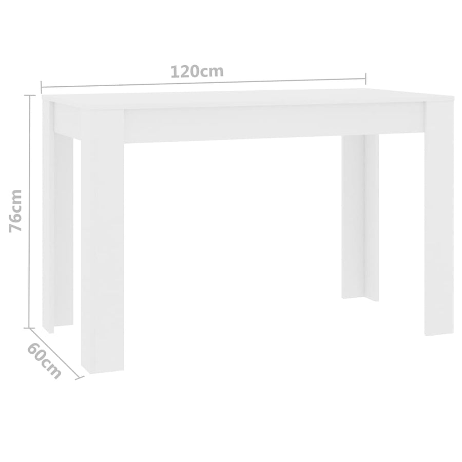 Eettafel 120x60x76 cm spaanplaat wit Wit