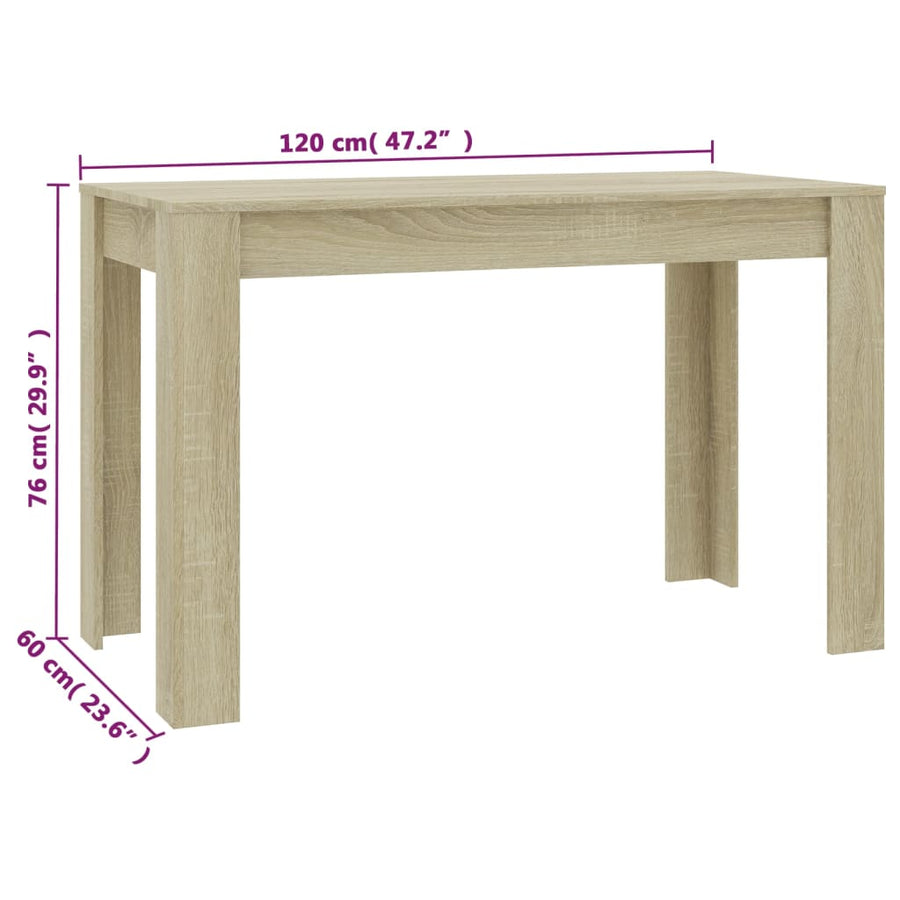 Eettafel 120x60x76 cm bewerkt hout sonoma eikenkleurig Sonoma eiken